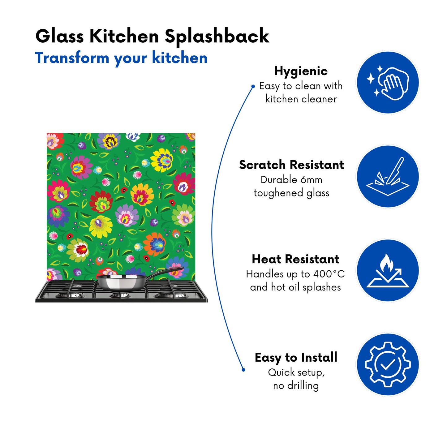 Polish Folk Floral Kitchen Splashback
