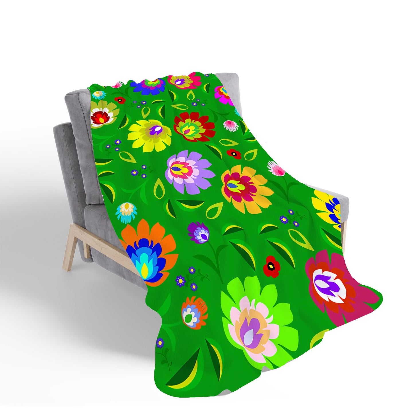 Polish Folk Floral Sherpa Blanket