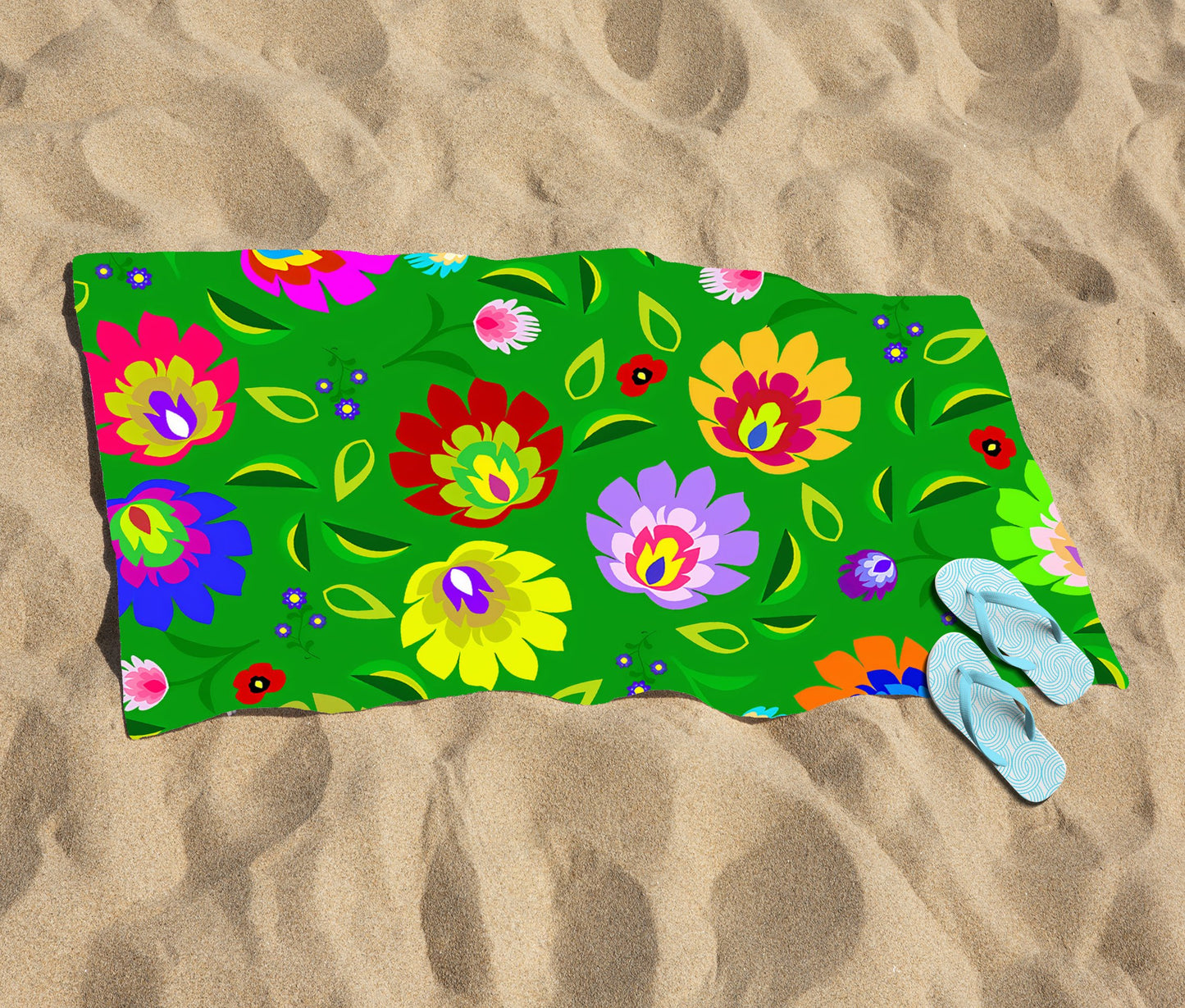 Polish Folk Floral Beach Towel