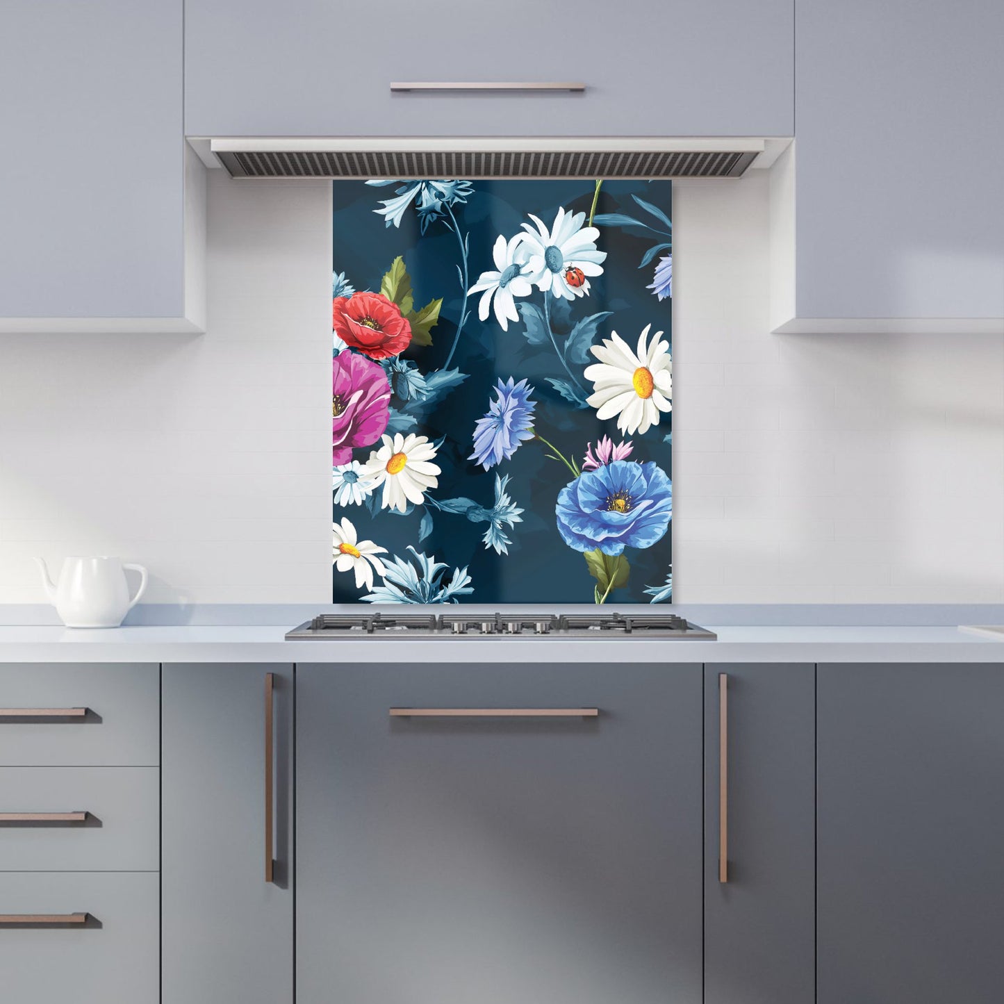 Poppy Flowers With Chamomile Kitchen Splashback