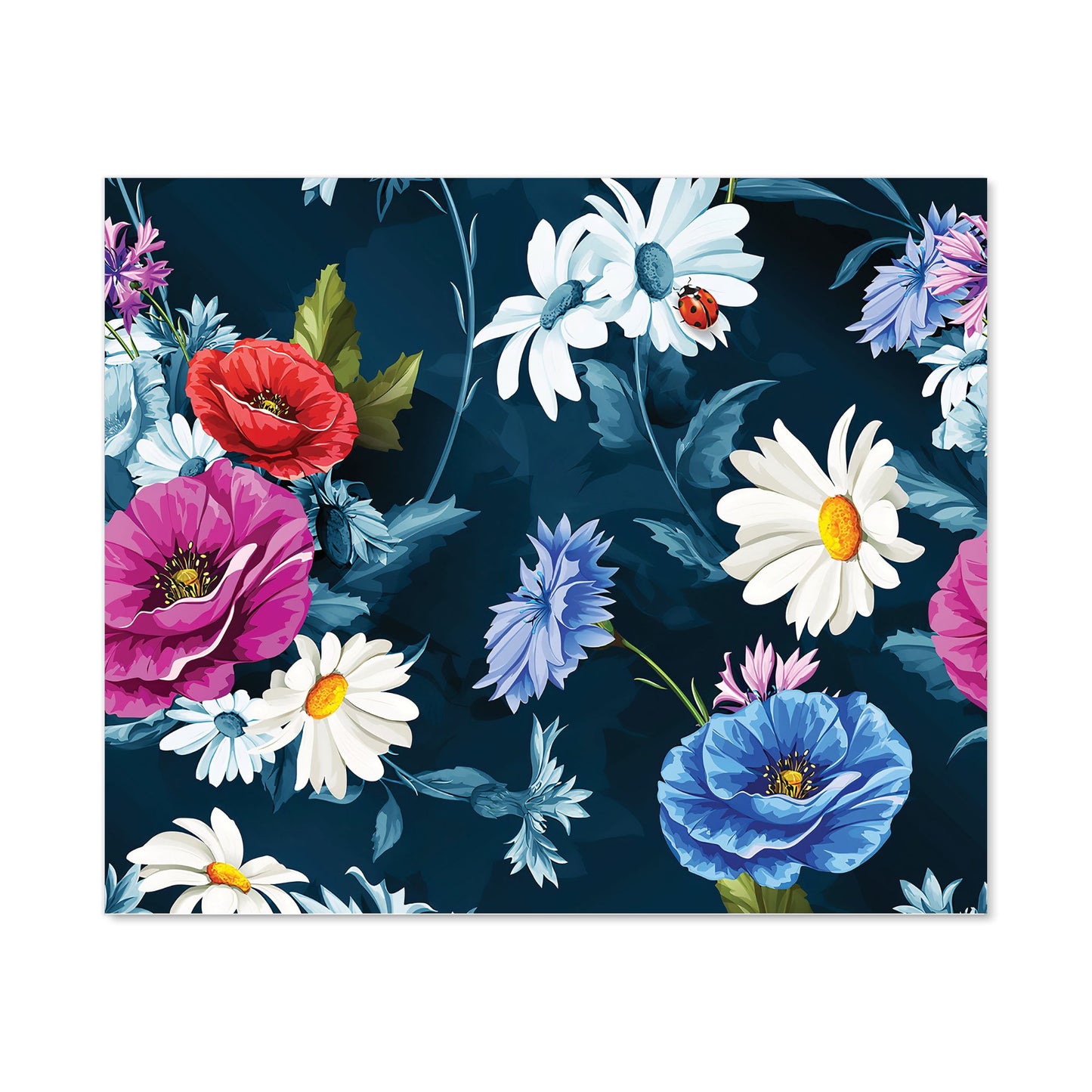 Poppy Flowers With Chamomile Kitchen Splashback