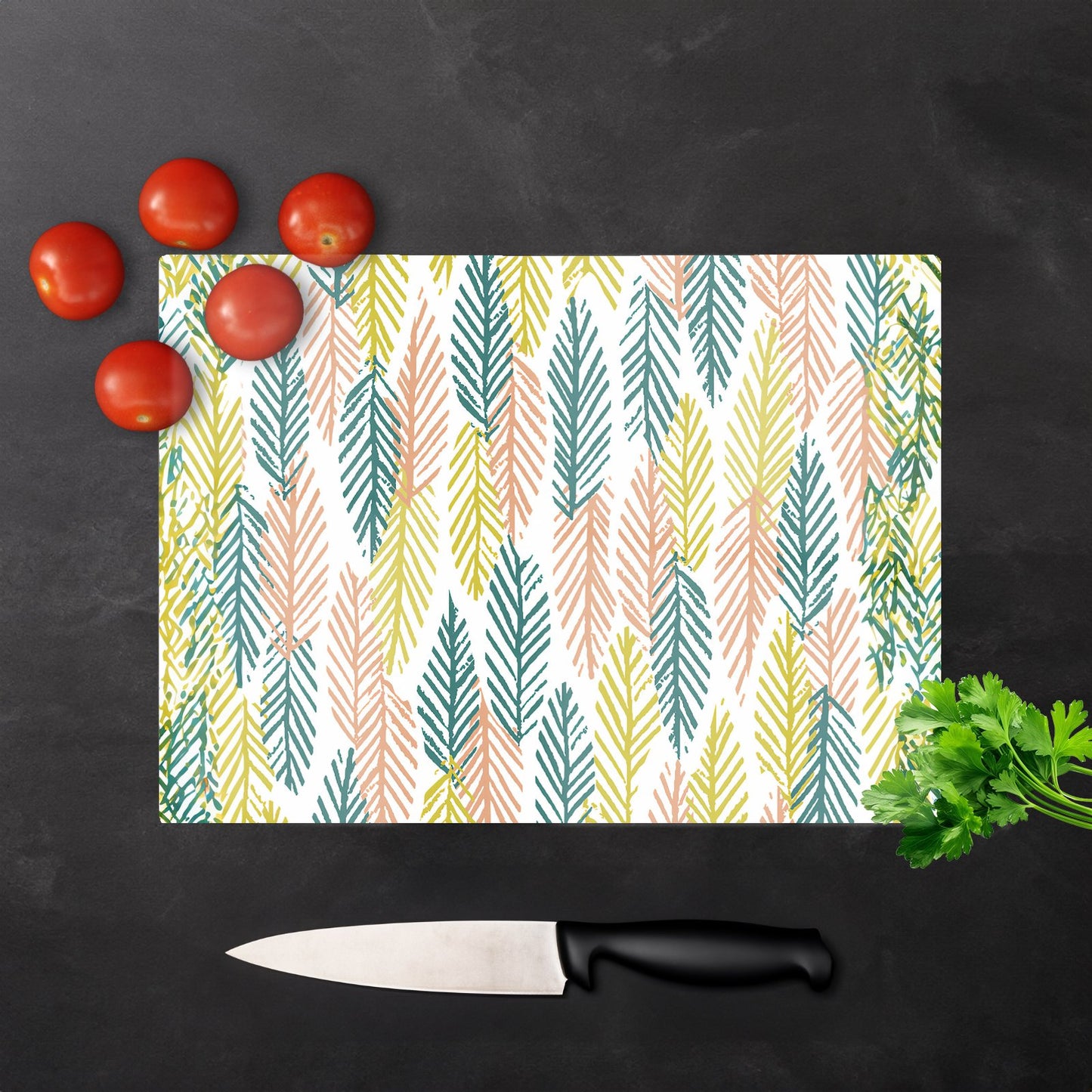 Scandinavian Style Foliage Glass Chopping Board
