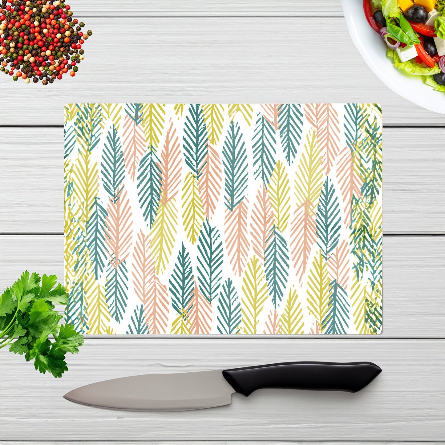Scandinavian Style Foliage Glass Chopping Board