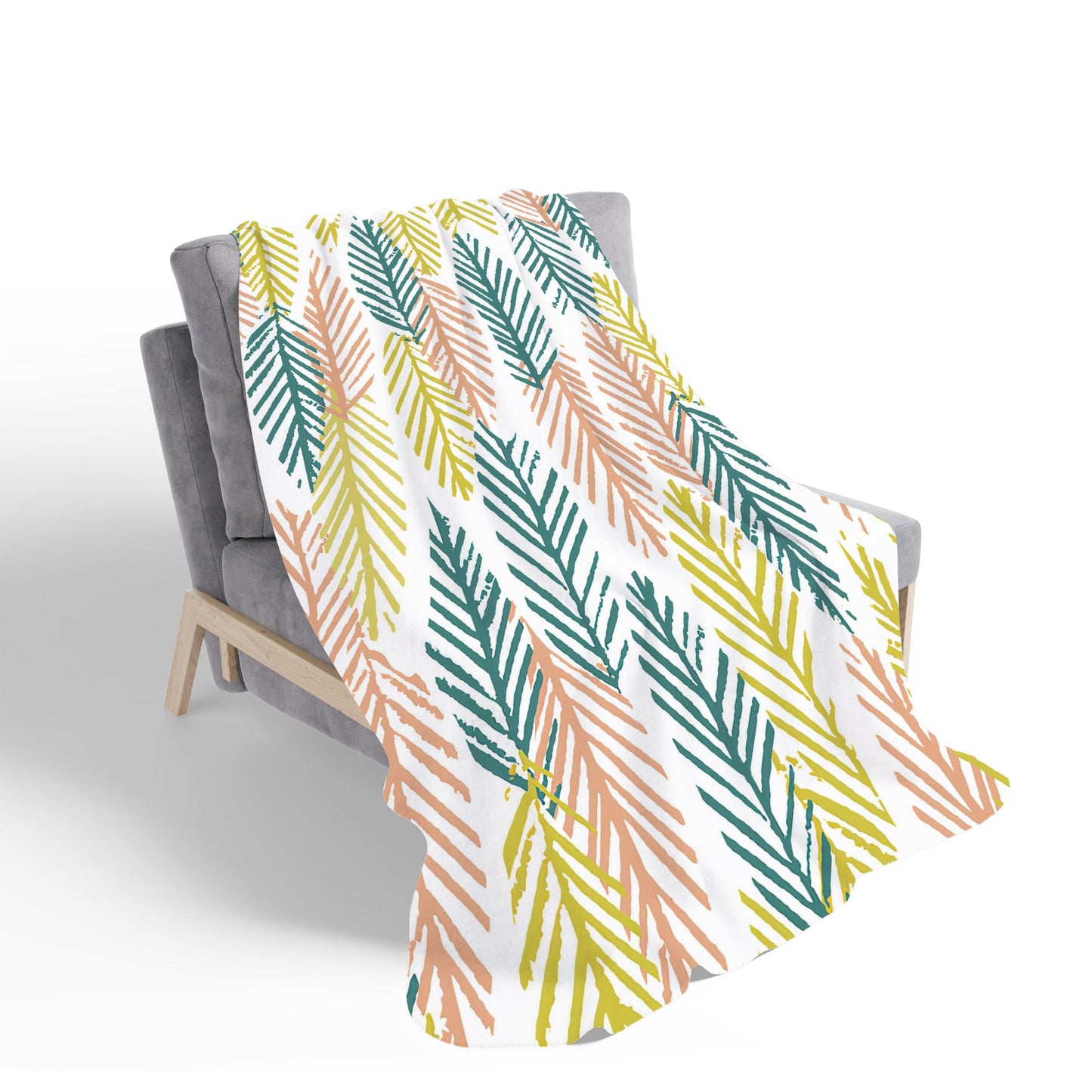Scandinavian Style Foliage Sherpa Blanket