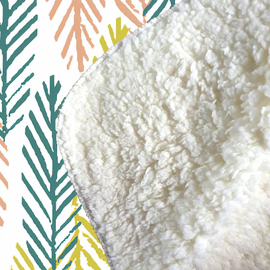 Scandinavian Style Foliage Sherpa Blanket