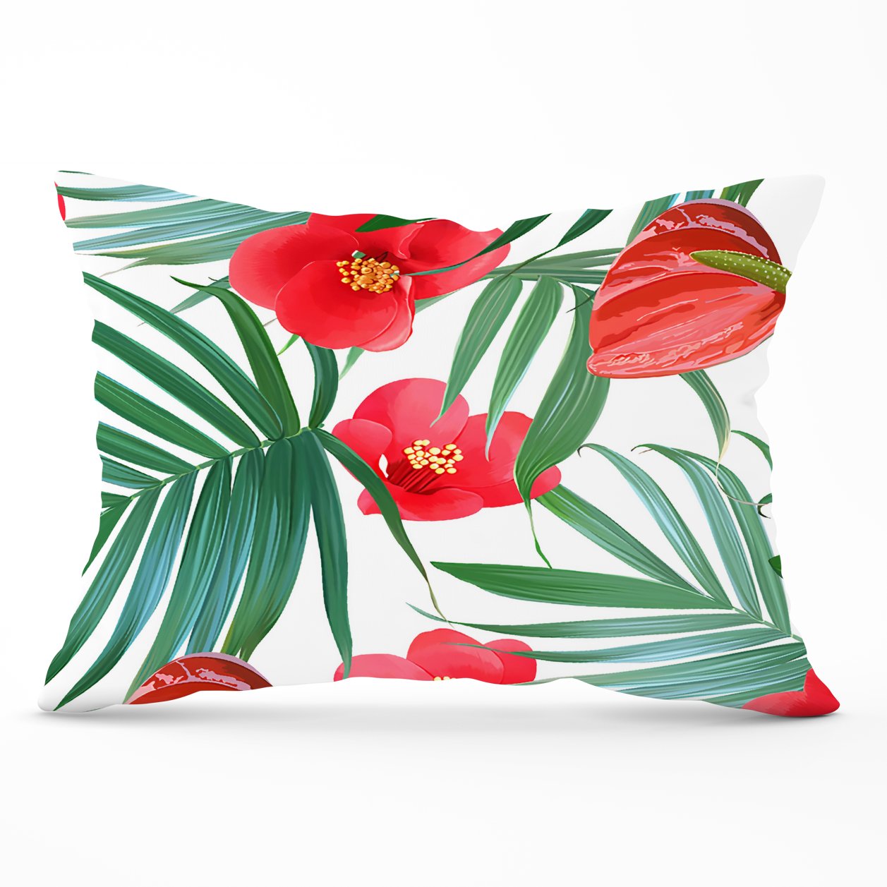 Tropical Flowers And Palm Leaves Hawaiian Cushions
