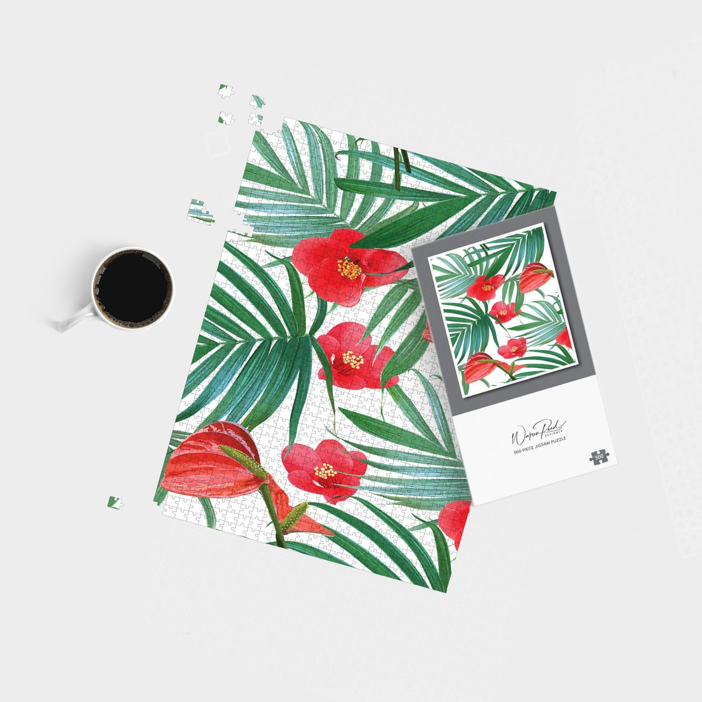 Tropical Flowers, Palm Leaves Hawaiian Jigsaw Puzzle