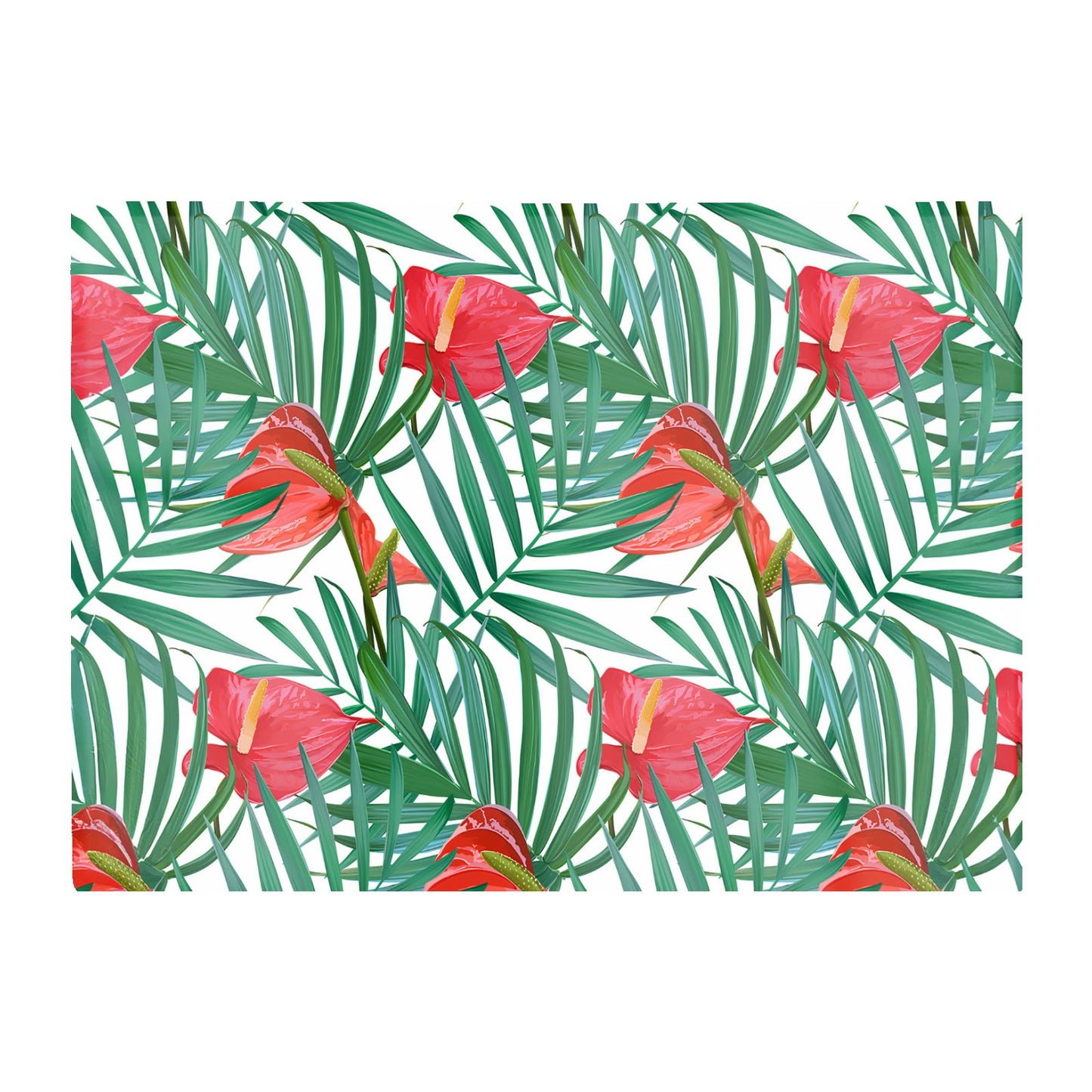 Tropical Flowers And Palm Leaves Glass Chopping Board