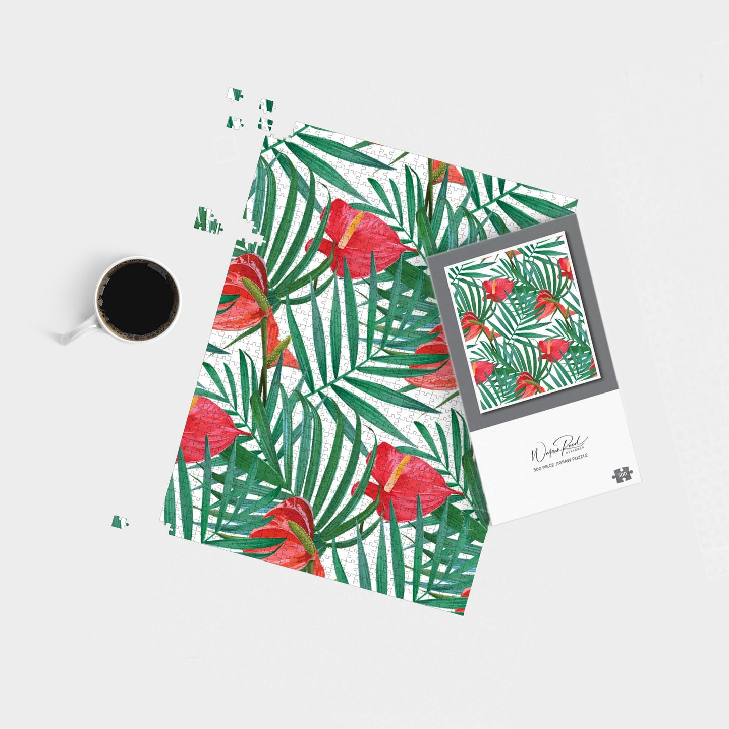 Tropical Flowers And Palm Leaves Jigsaw Puzzle
