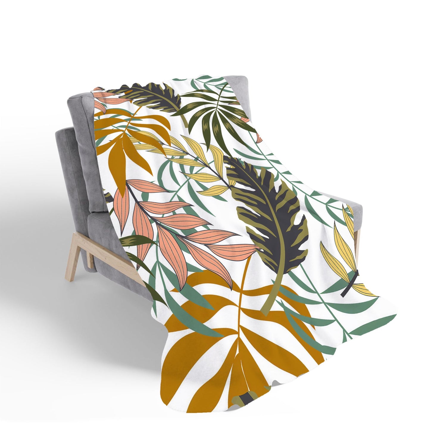 Tropical Leaves Sherpa Blanket