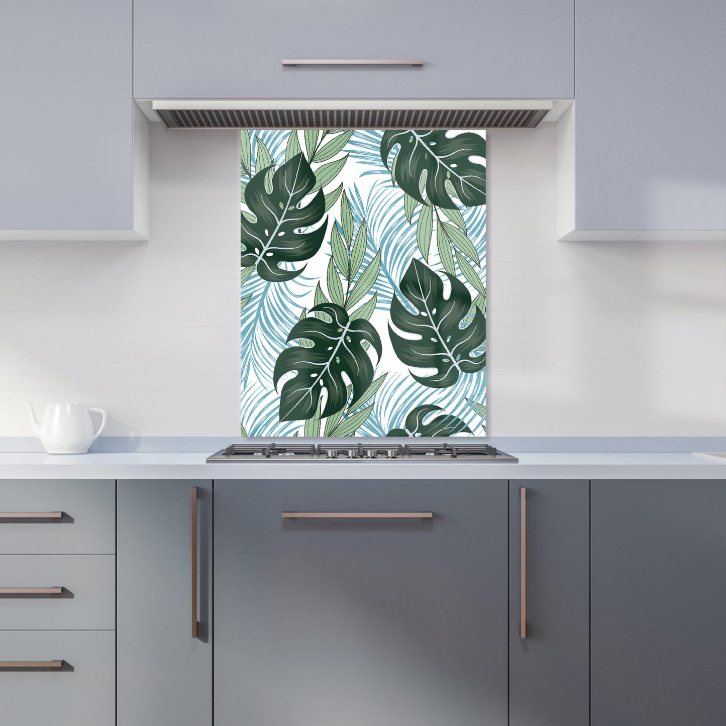 Tropical Pattern, Bright Plants, Flowers Kitchen Splashback