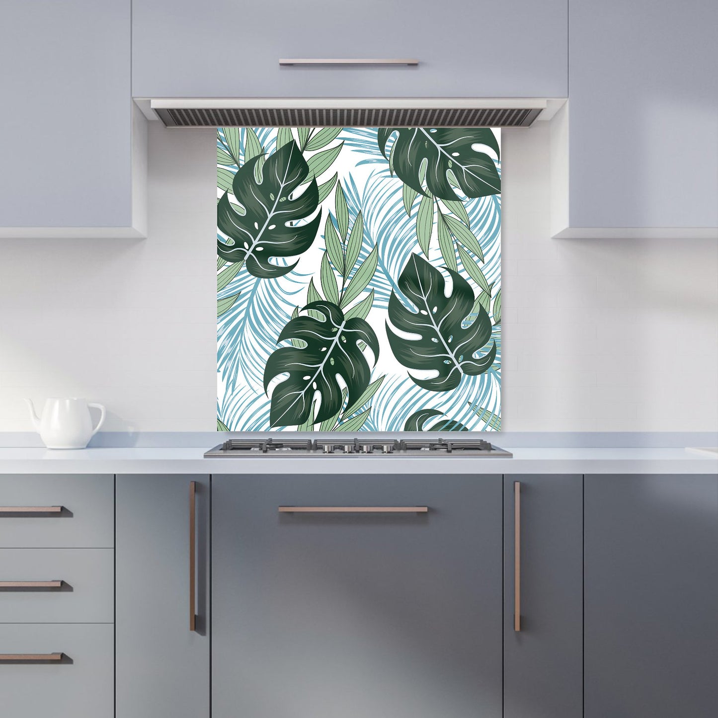 Tropical Pattern, Bright Plants, Flowers Kitchen Splashback