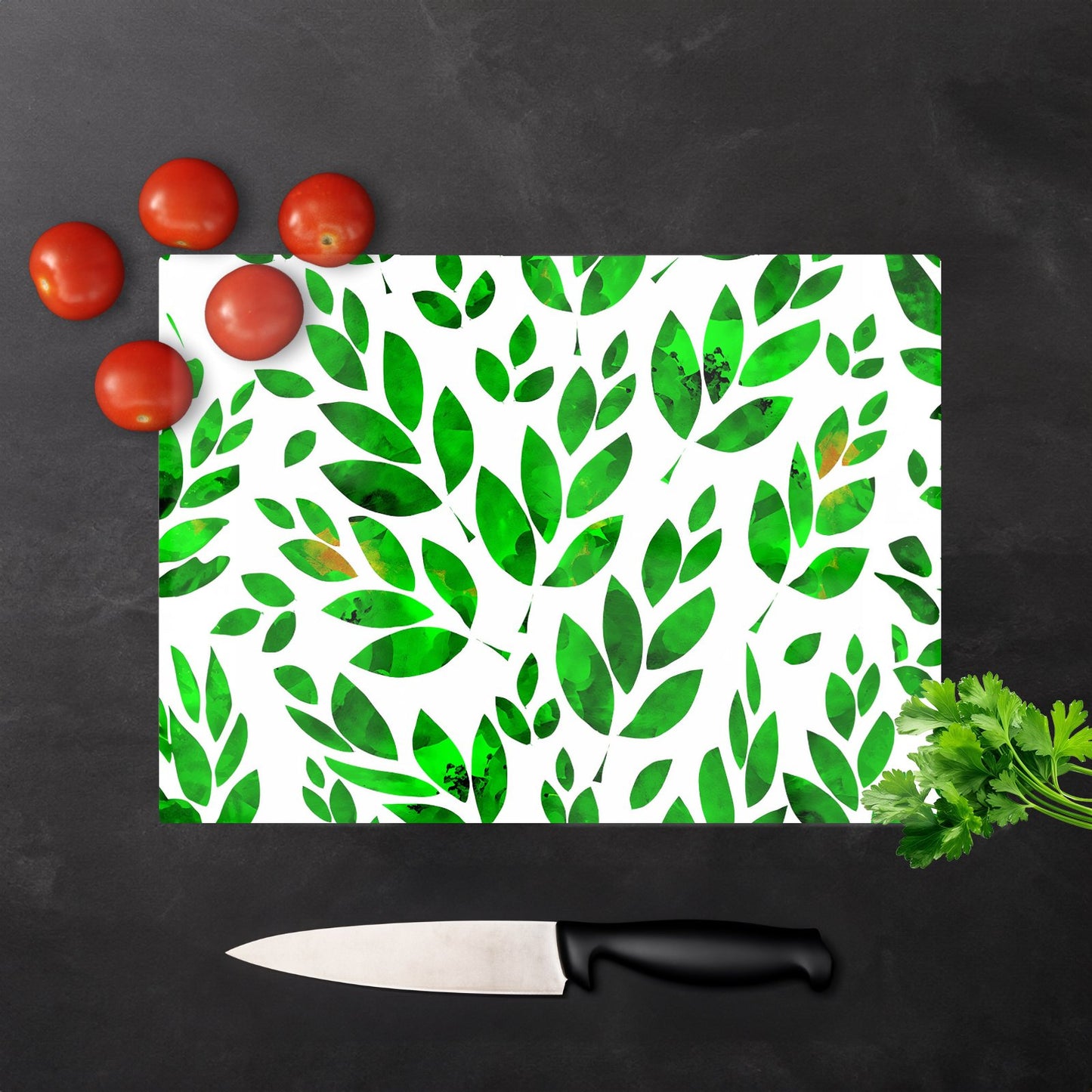 Watercolor Abstract Leaves Glass Chopping Board
