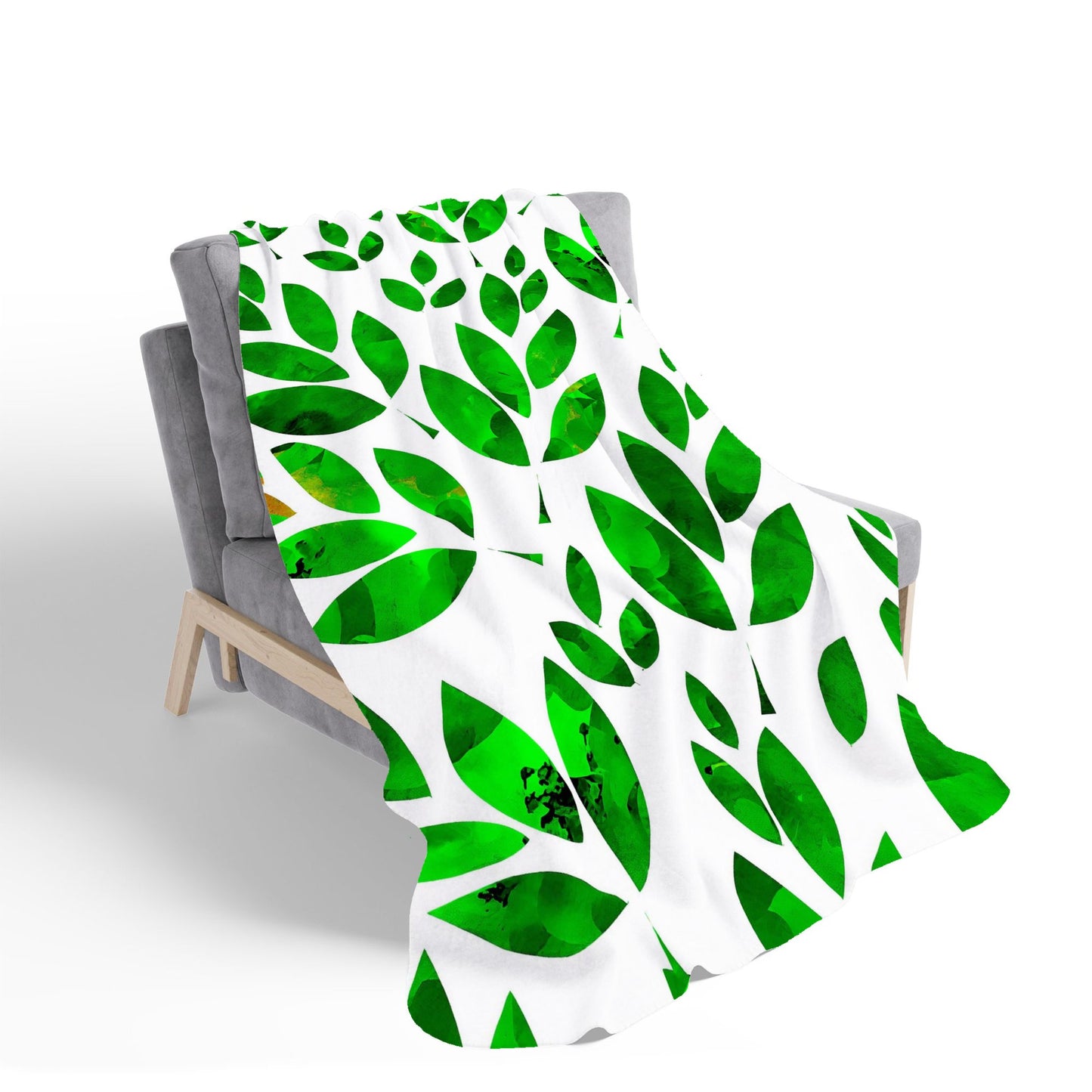 Watercolor Abstract Leaves Sherpa Blanket