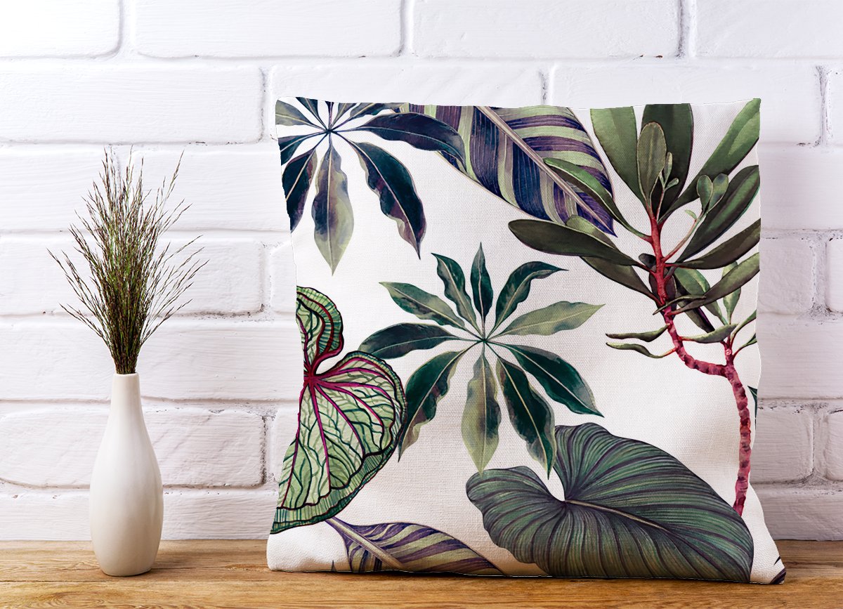 Watercolor Tropical Leaf Cushions