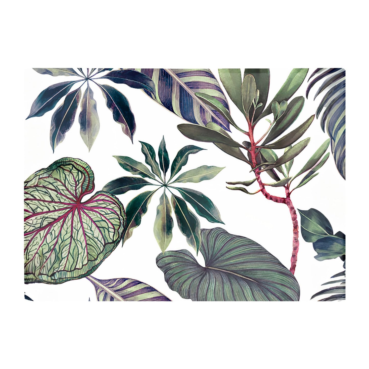 Watercolor Tropical Leaf Glass Chopping Board