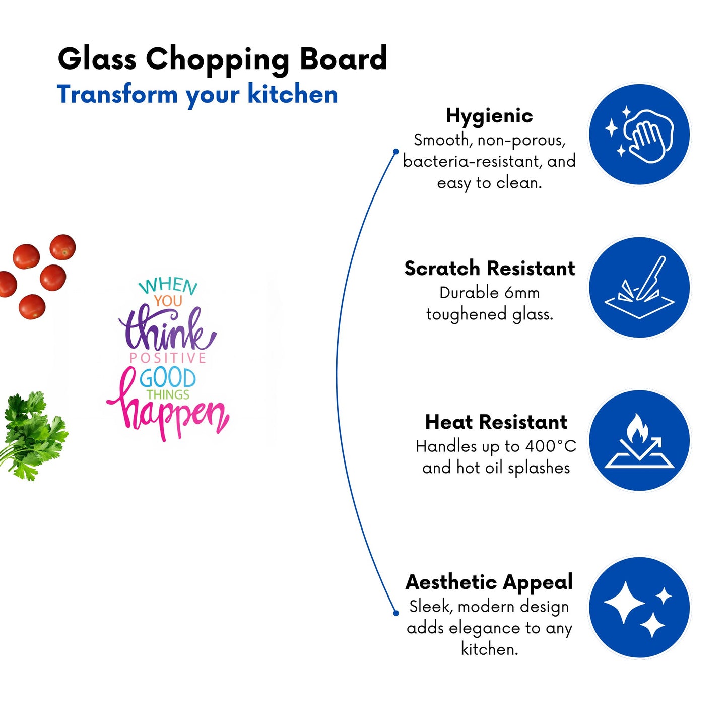 When You Think Positive Good Things Happen Glass Chopping Board