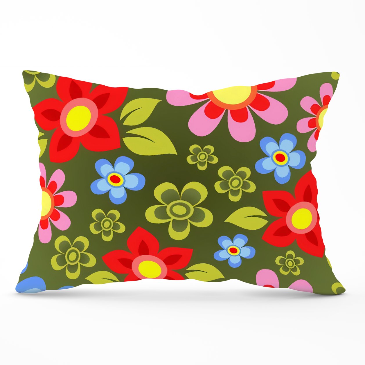 Red And Blue Flowers Cushions
