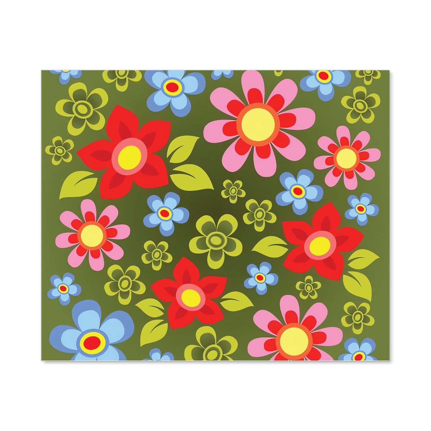 Red And Blue Flowers Kitchen Splashback