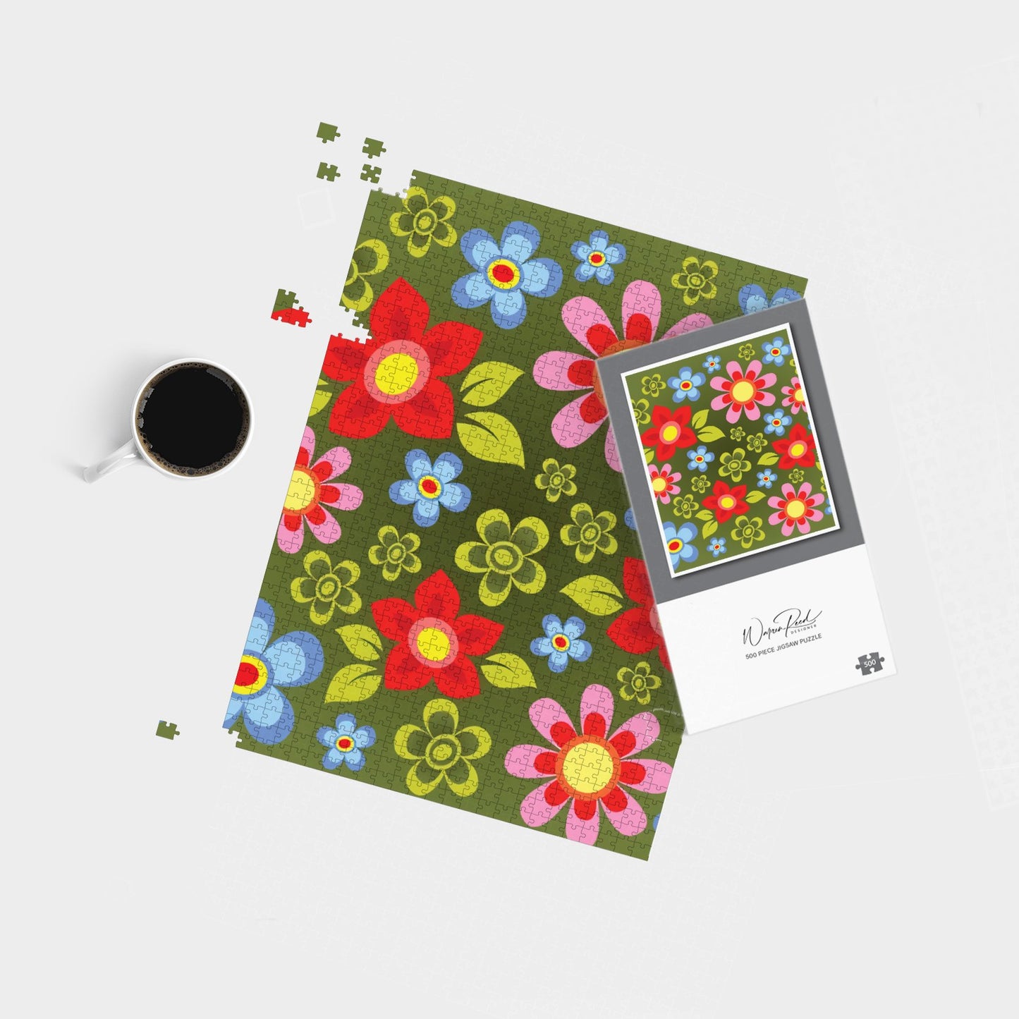 Red And Blue Flowers Jigsaw Puzzle