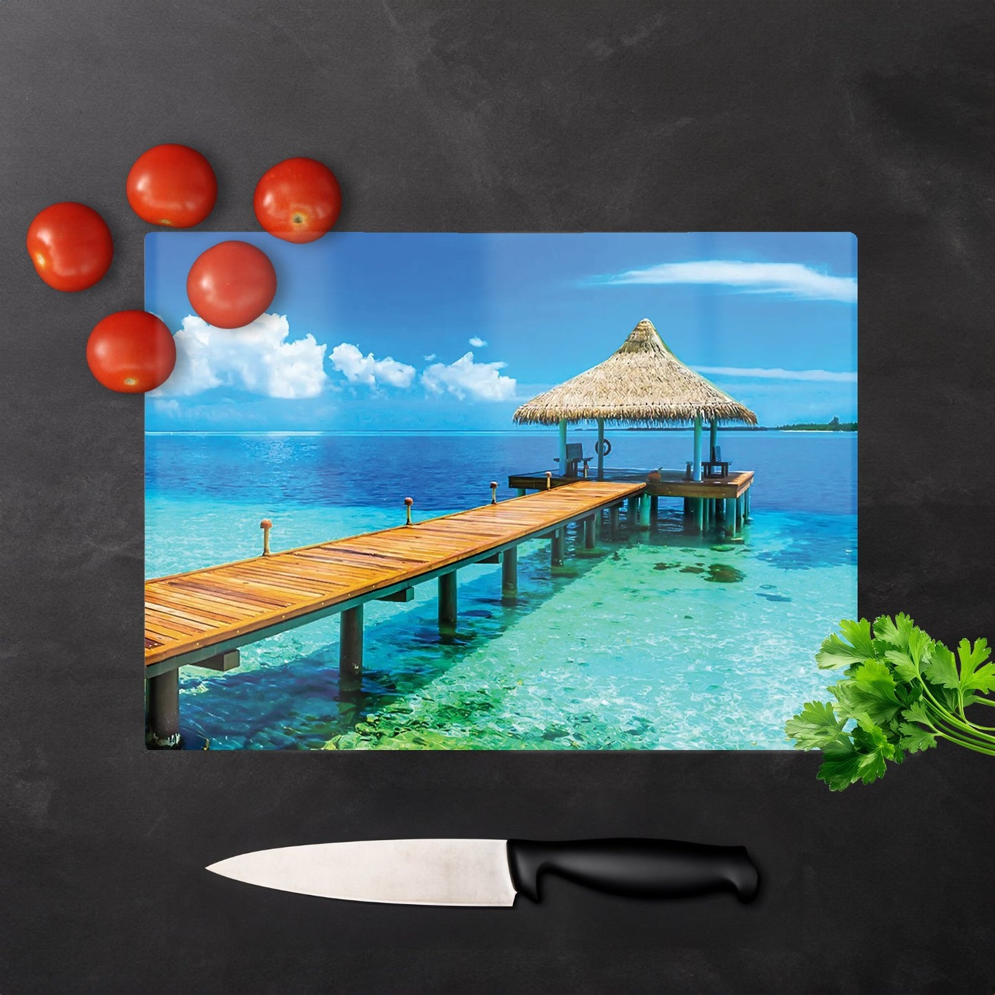 Maldive Beach Resort Glass Chopping Board