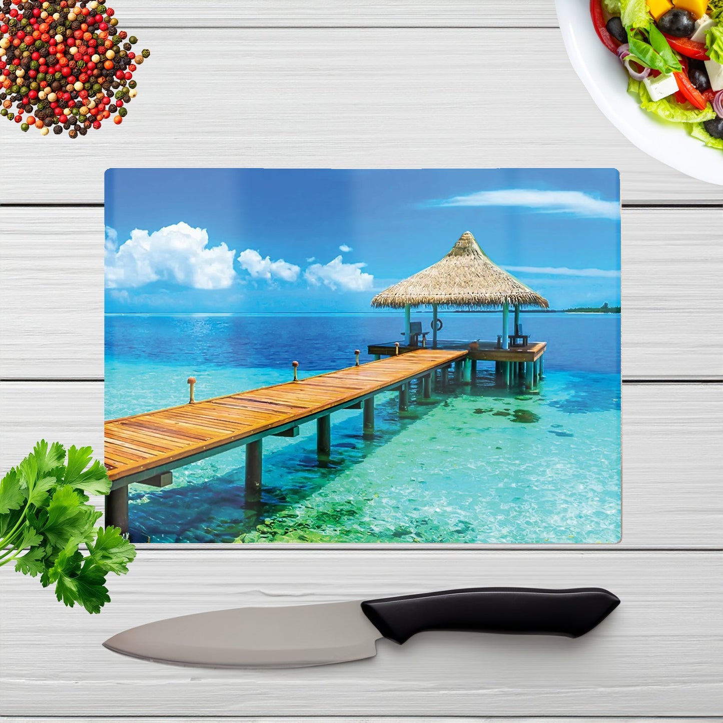 Maldive Beach Resort Glass Chopping Board