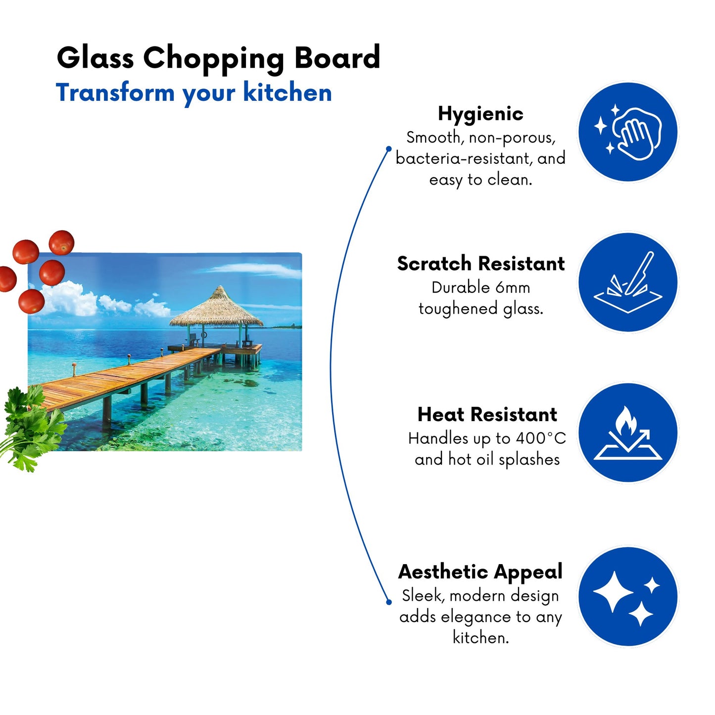 Maldive Beach Resort Glass Chopping Board