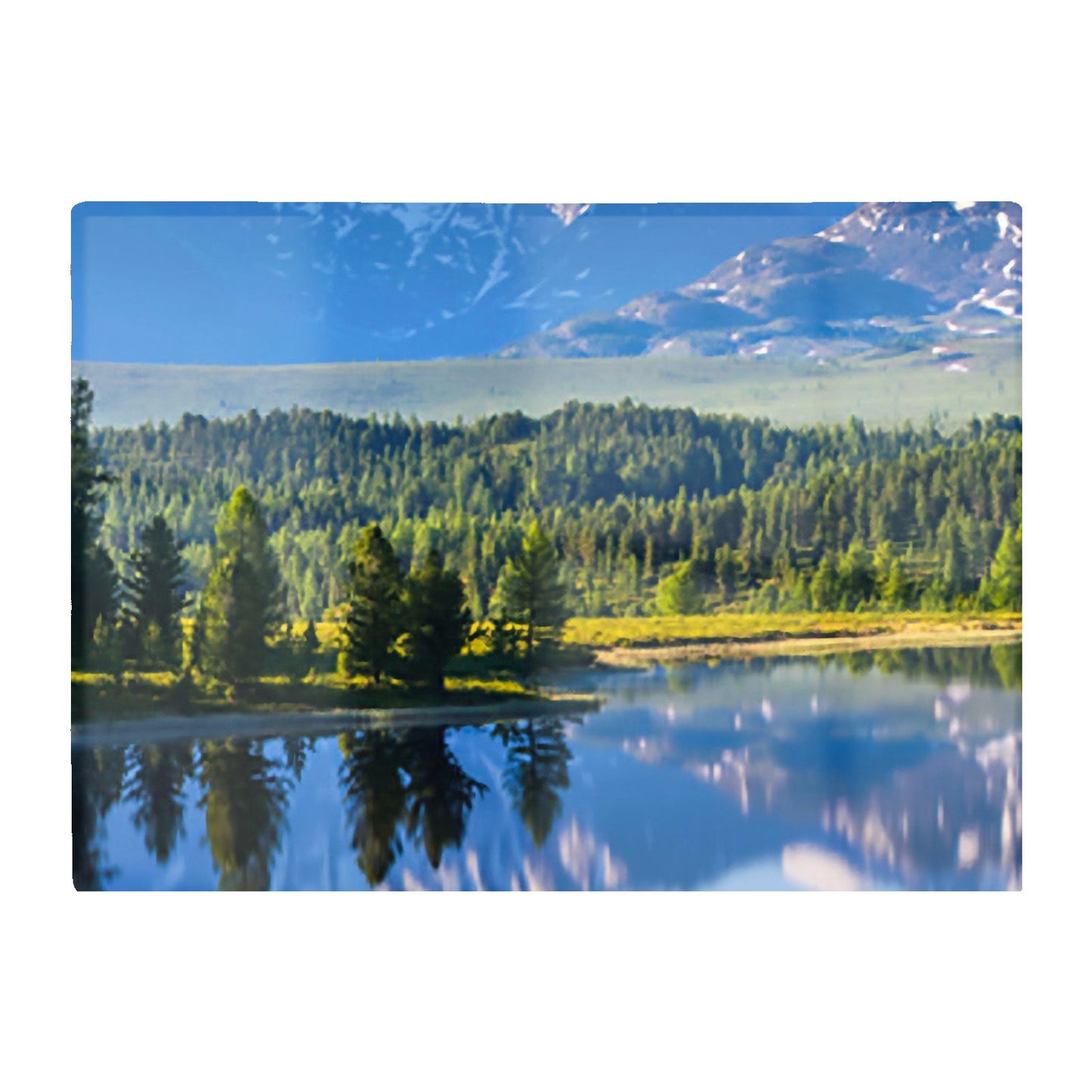 Summer Mountain Lake Glass Chopping Board
