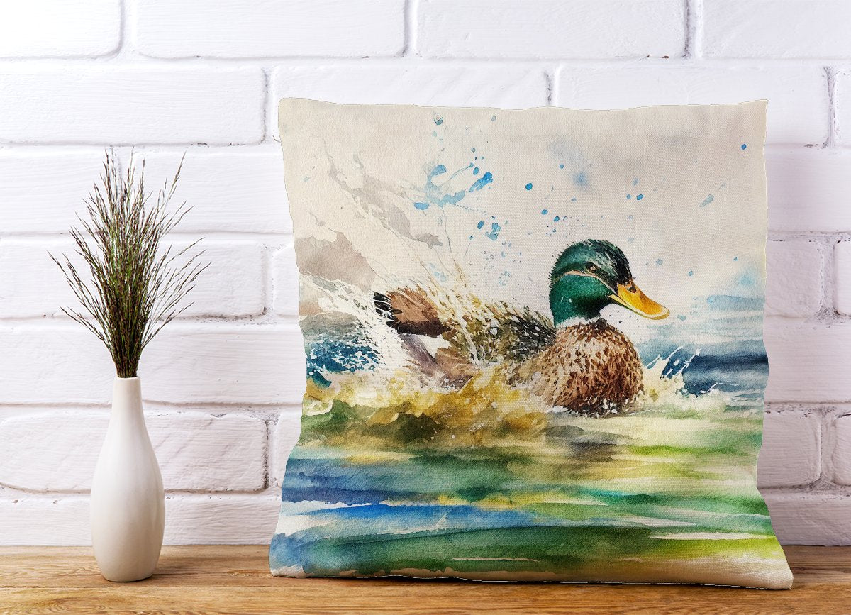 Splashing Mallard Watercolour Cushions