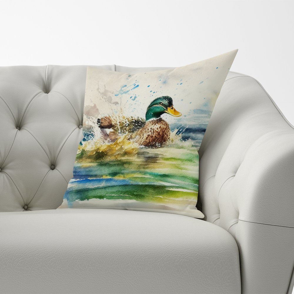 Splashing Mallard Watercolour Cushions