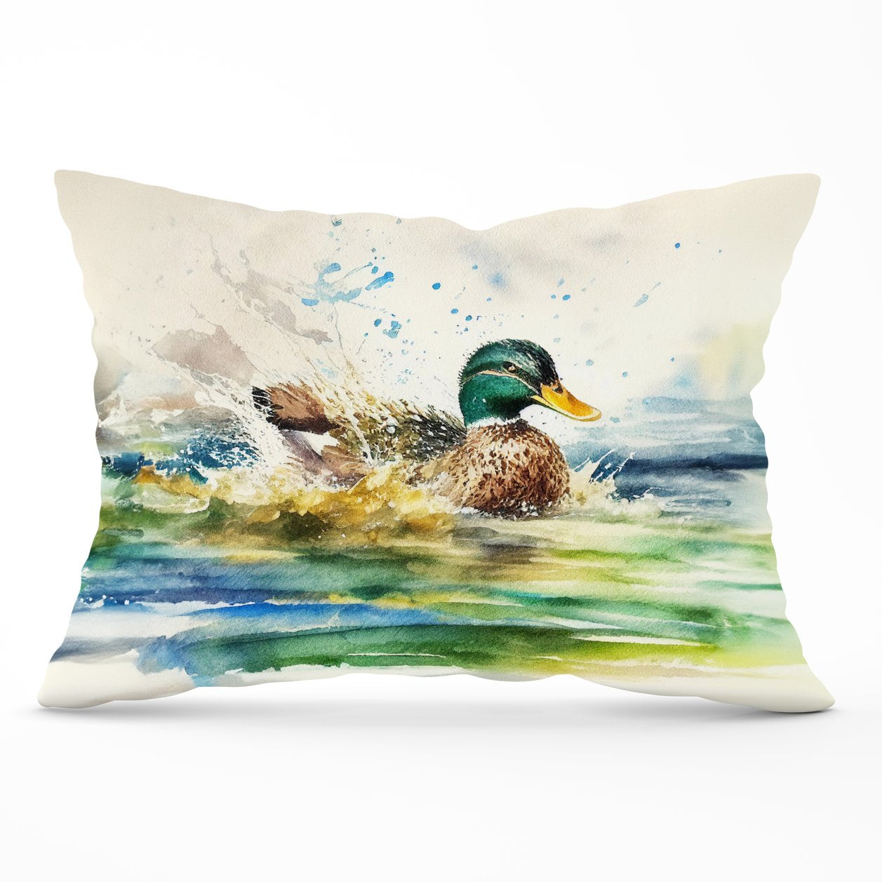 Splashing Mallard Watercolour Cushions