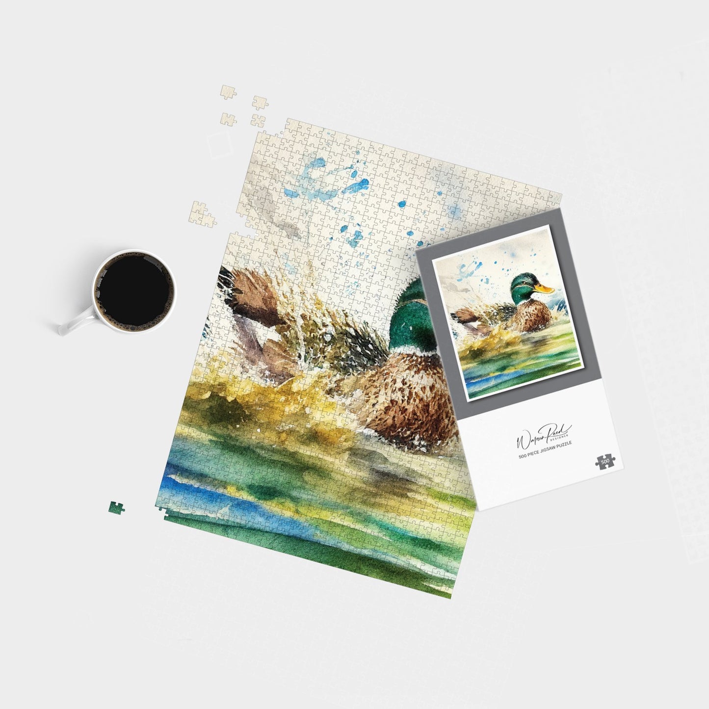 Splashing Mallard Watercolour Jigsaw Puzzle