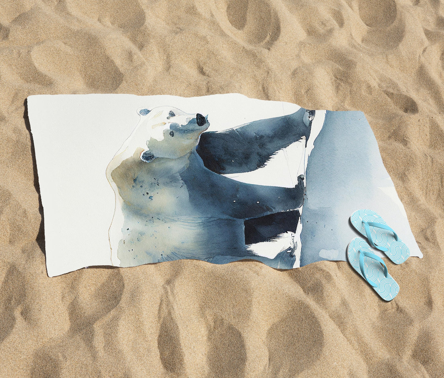 Polar Bear Watercolour Beach Towel