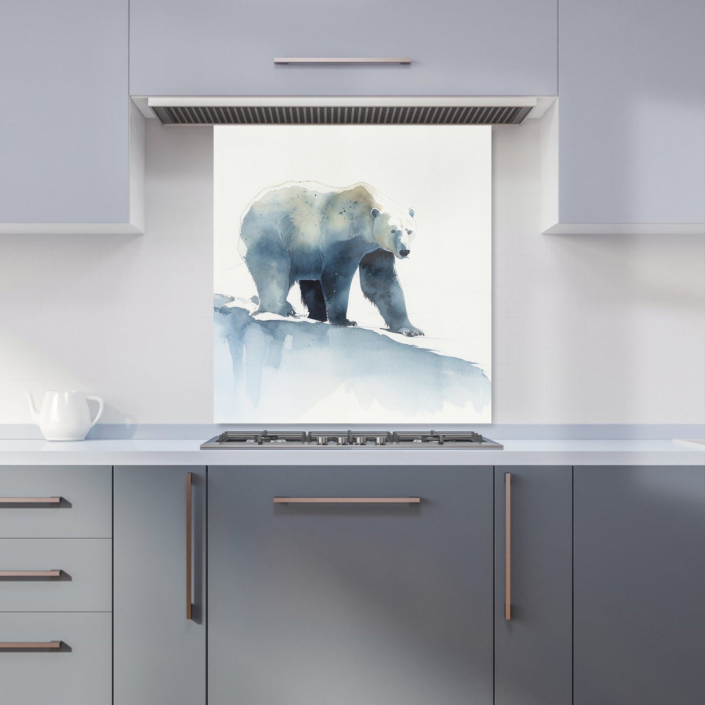 Polar Bear Watercolour Kitchen Splashback