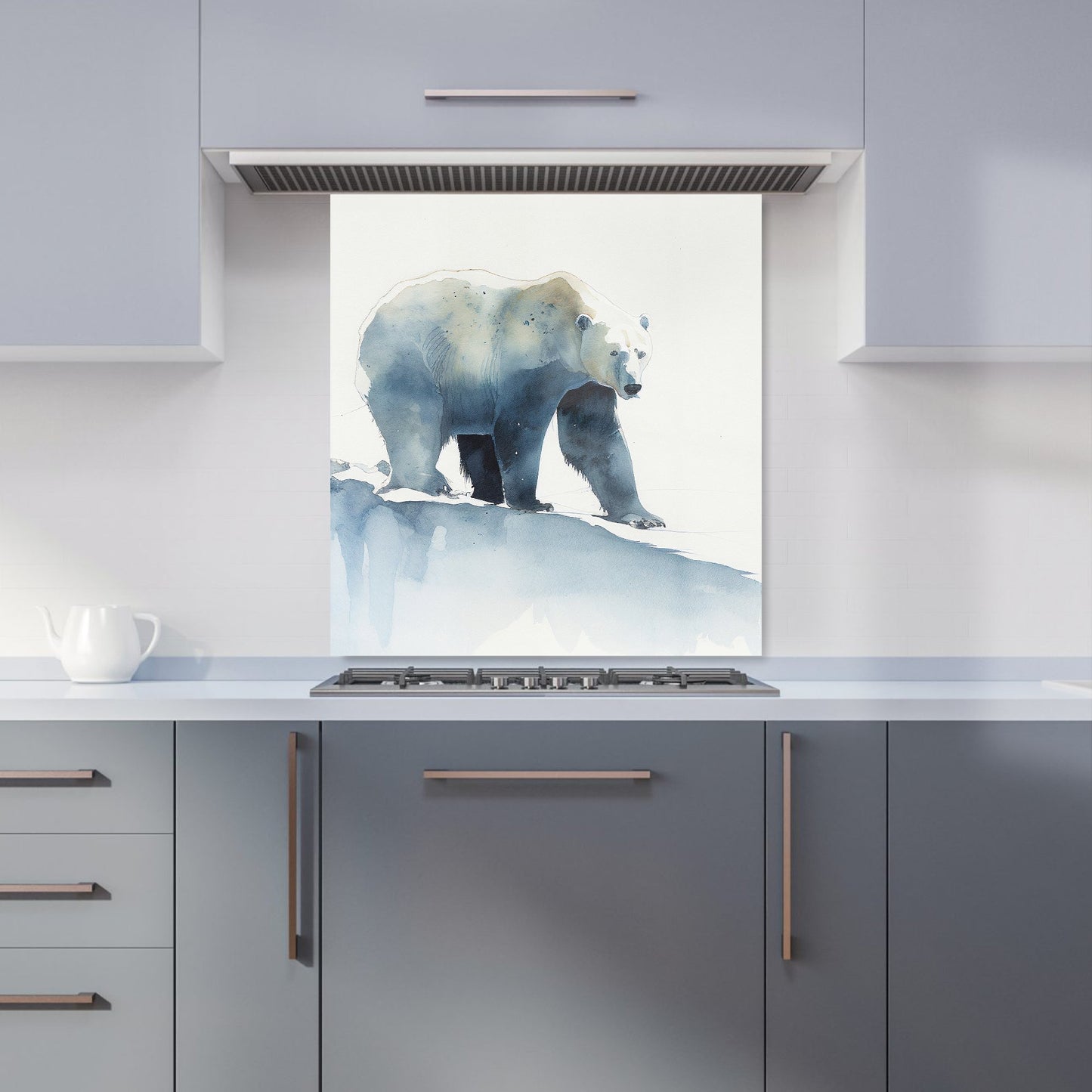 Polar Bear Watercolour Kitchen Splashback