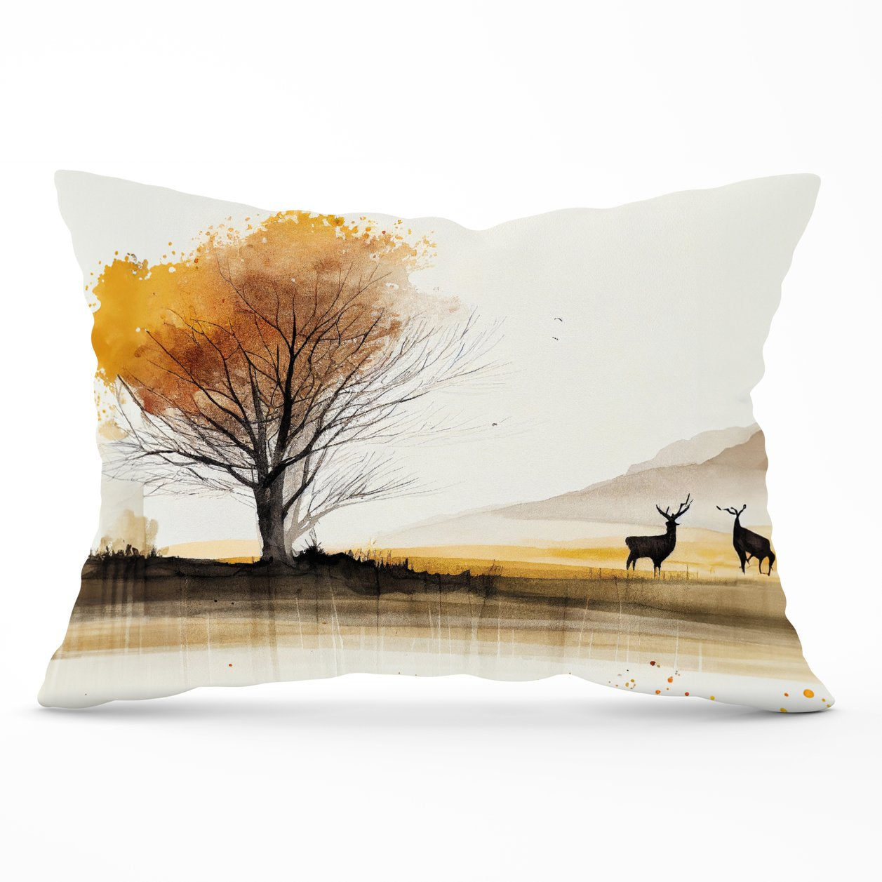 Autumn Landscape Stag Watercolour Cushions