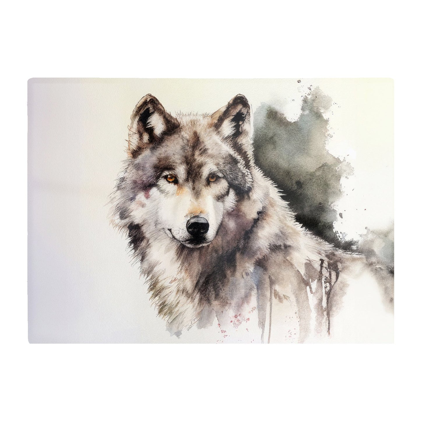 Loyal Wolf Watercolour Glass Chopping Board