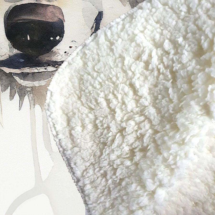 Wolf Watercolour Sherpa Blanket