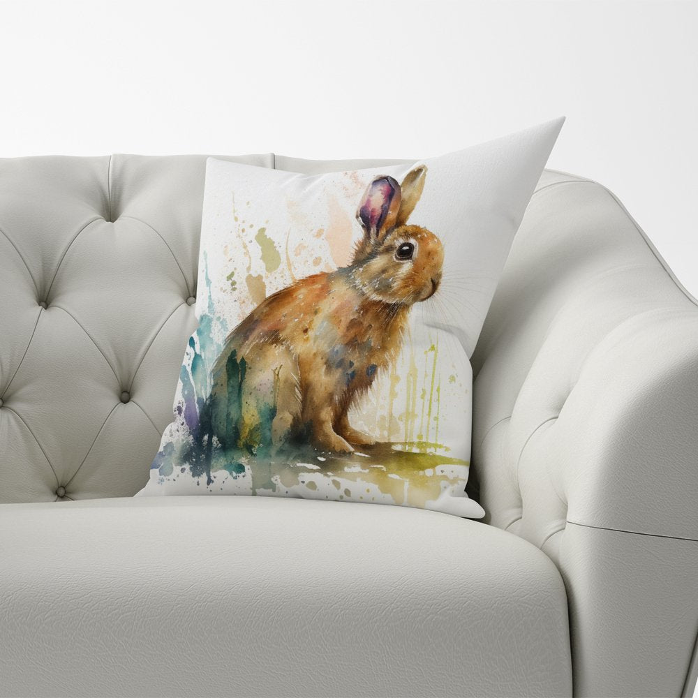 Rabbit Splash Watercolour Cushions
