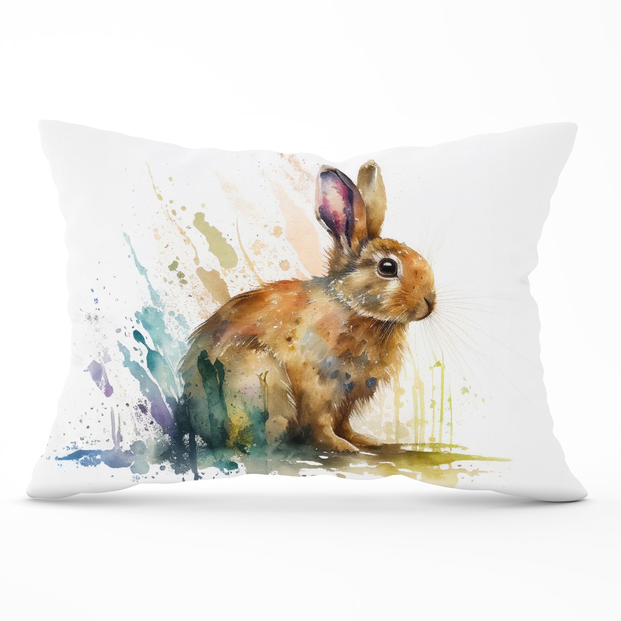 Rabbit Splash Watercolour Cushions