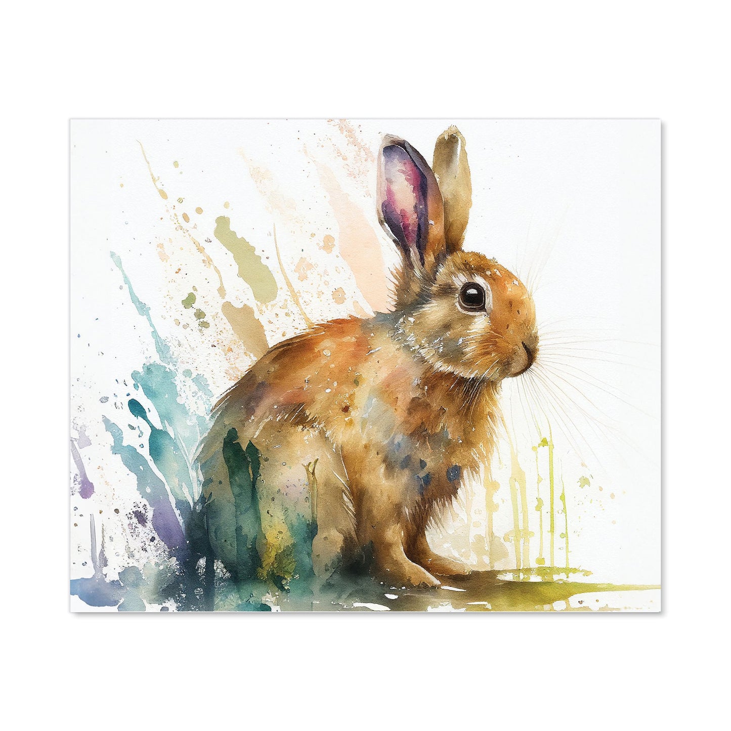 Rabbit Splash Watercolour Kitchen Splashback