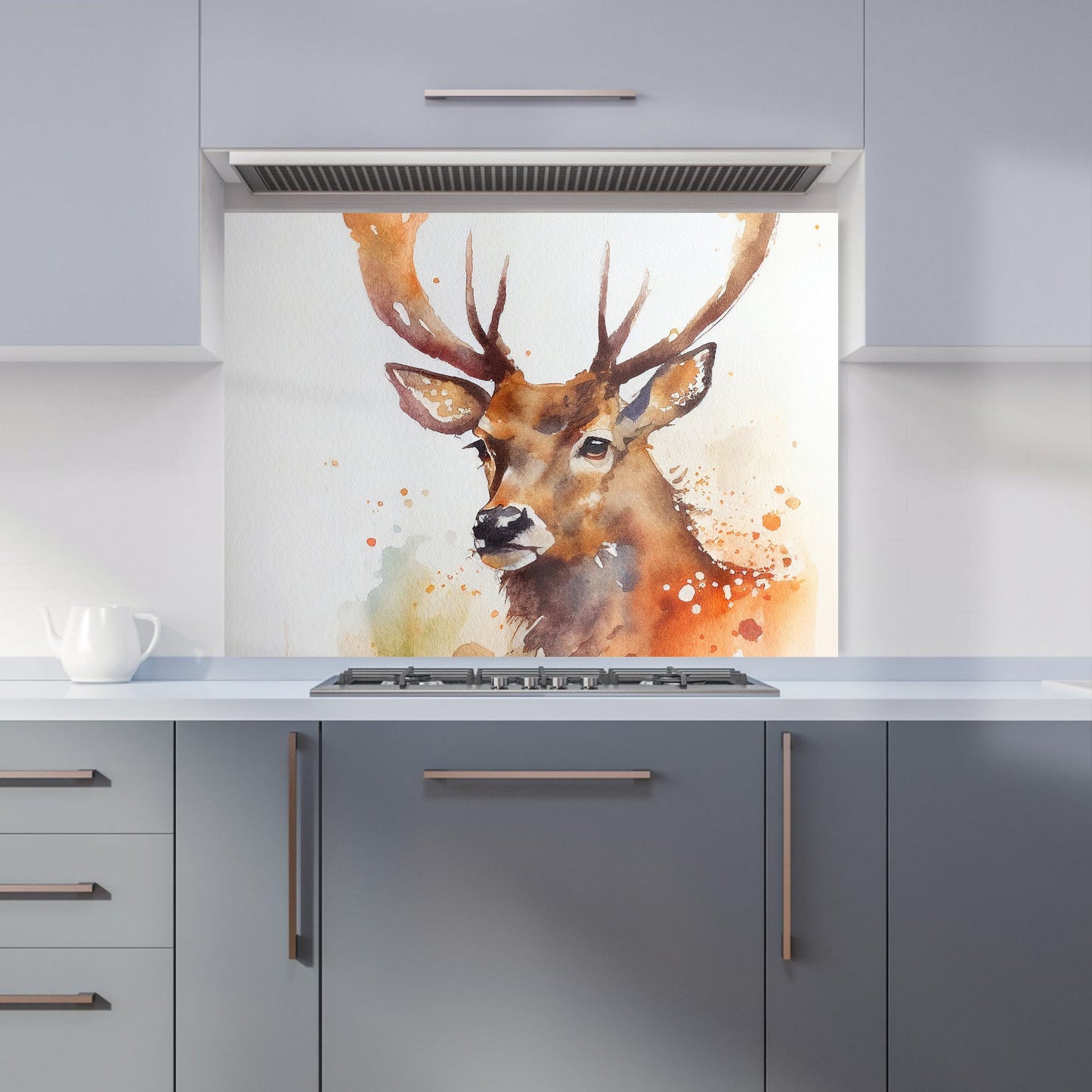 Majestic Stag Watercolour Kitchen Splashback