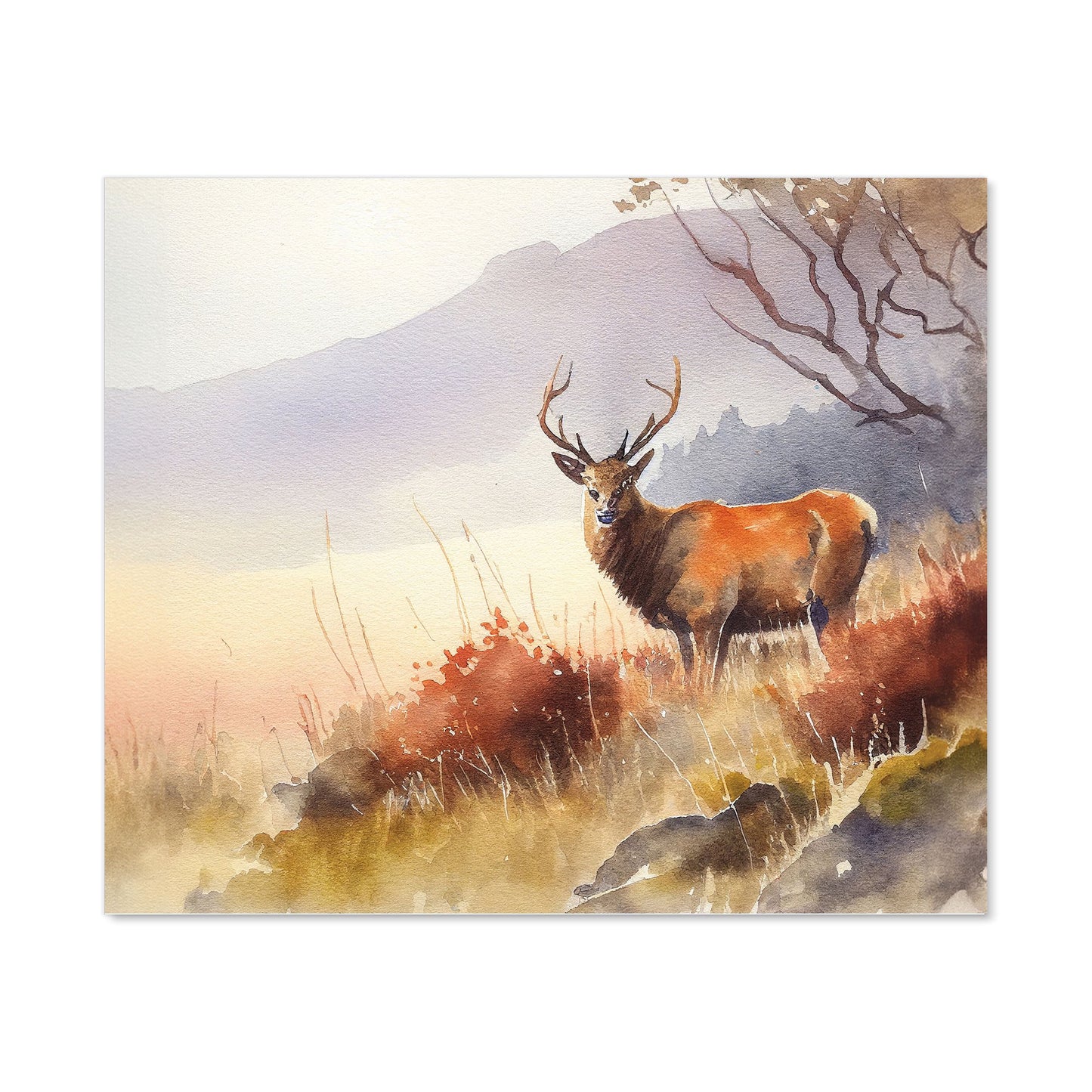 Stag Deer Water Colour Kitchen Splashback