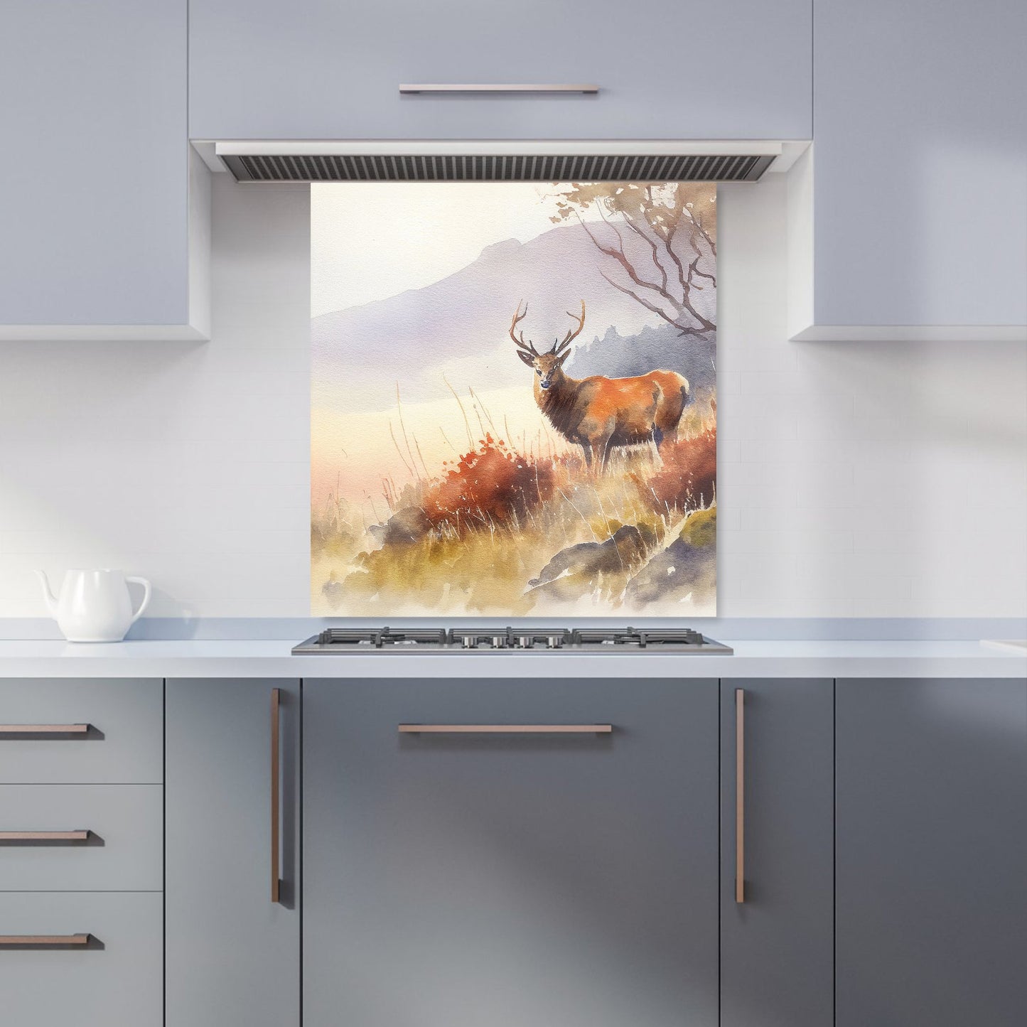 Stag Deer Water Colour Kitchen Splashback