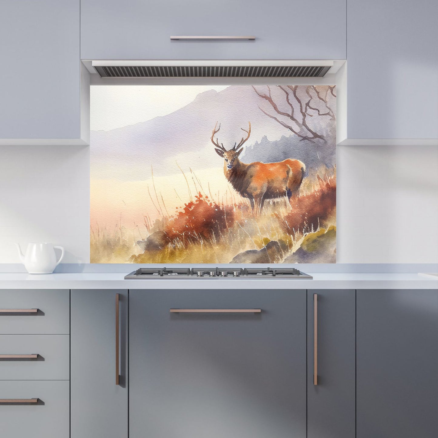 Stag Deer Water Colour Kitchen Splashback
