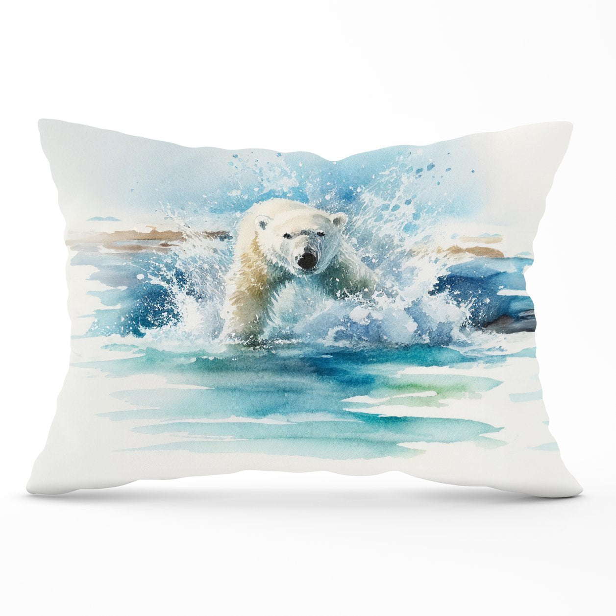 Hunting Polar Bear Watercolour Cushions