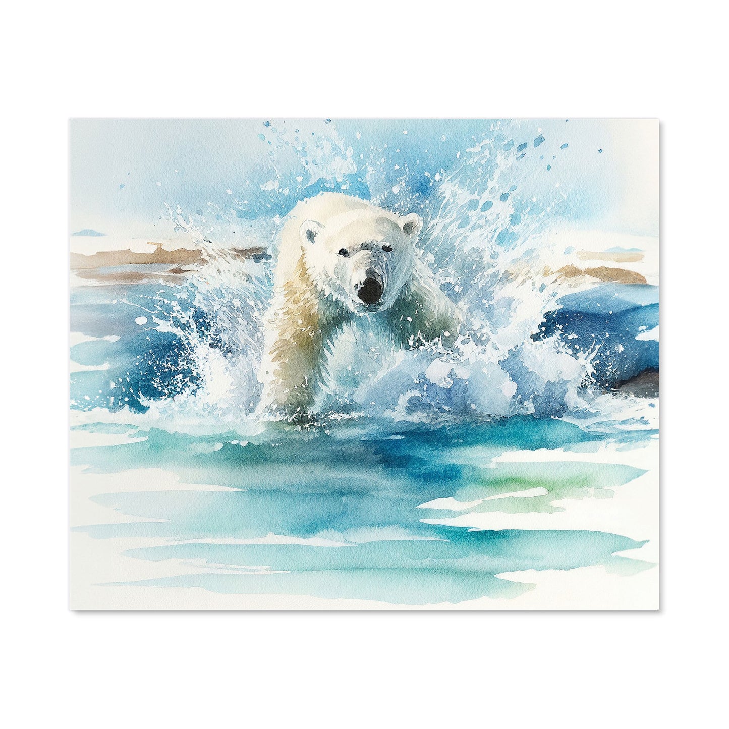 Hunting Polar Bear Watercolour Kitchen Splashback