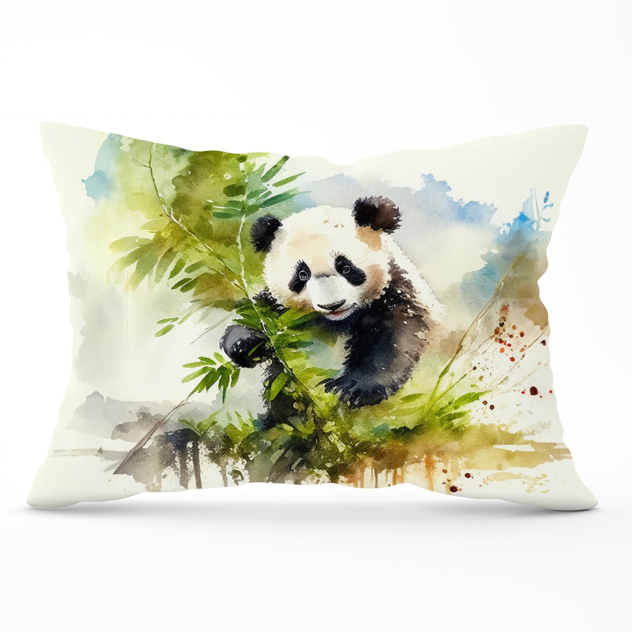 Panda Eating Bamboo Watercolour Cushions