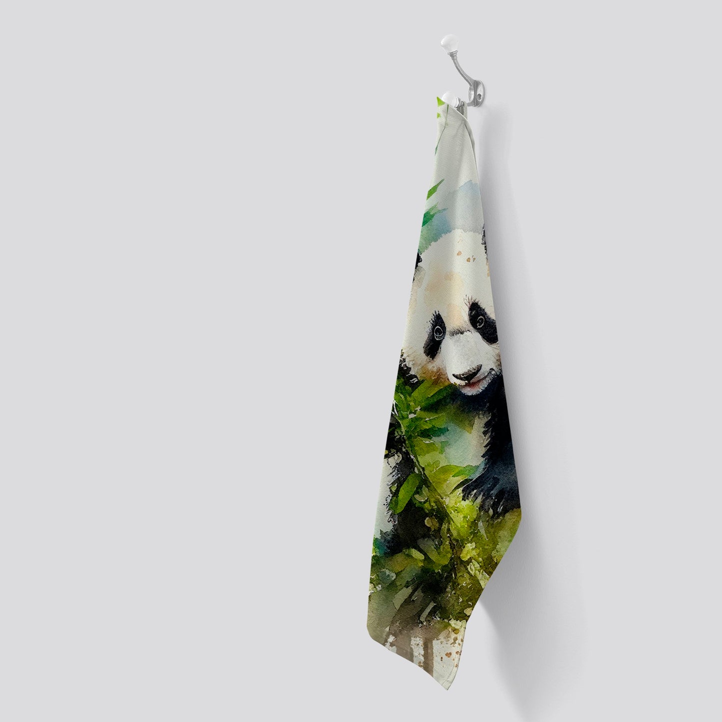 Panda Eating Bamboo Watercolour Tea Towel