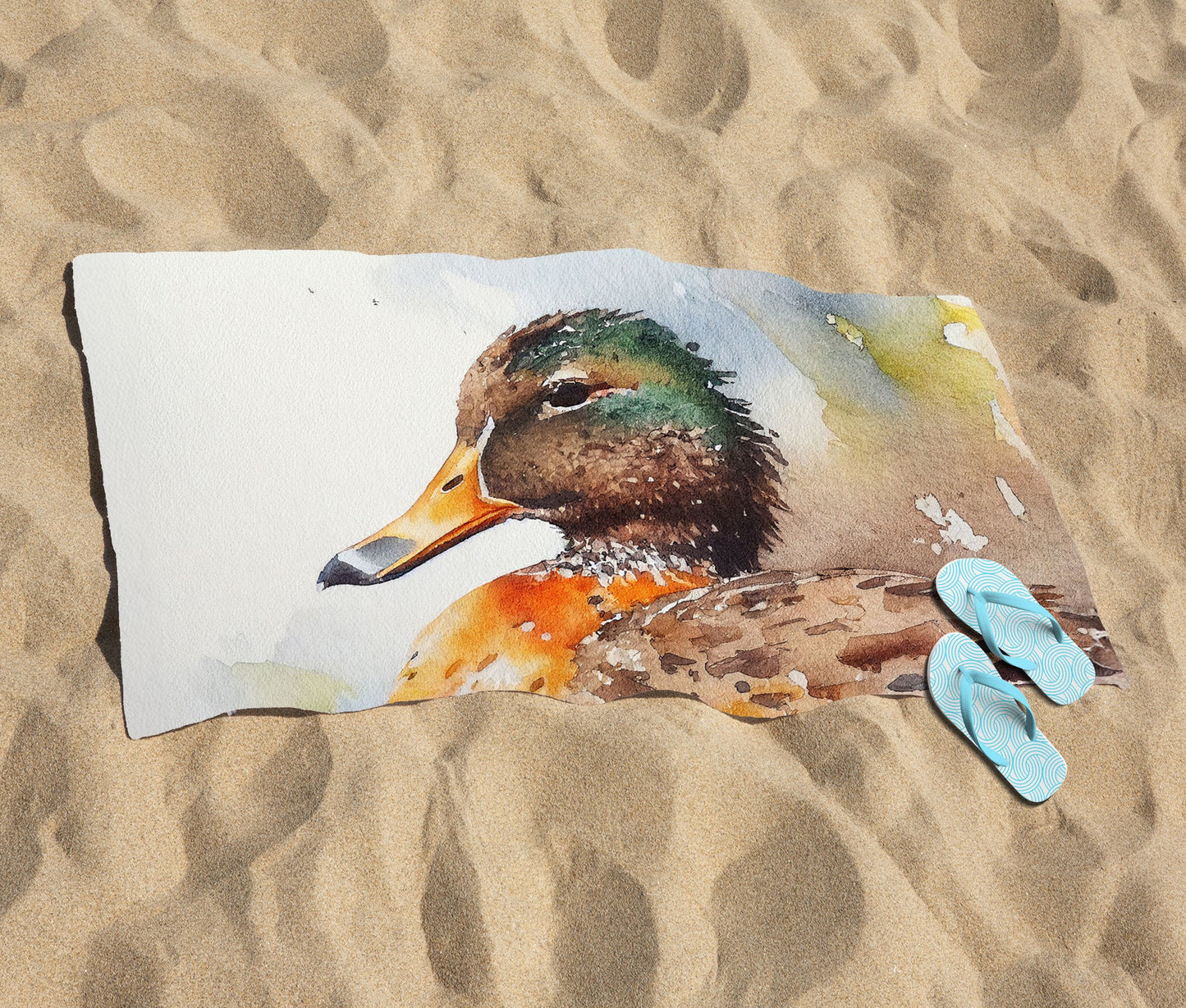 Mallard Watercolour Beach Towel